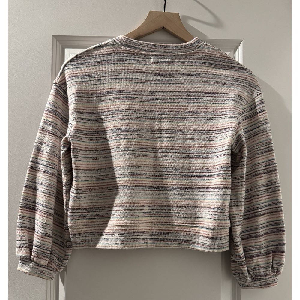 Madewell XS Space Dye Cropped Sweatshirt Balloon Sleeve Crewneck Pullover - Picture 5 of 8